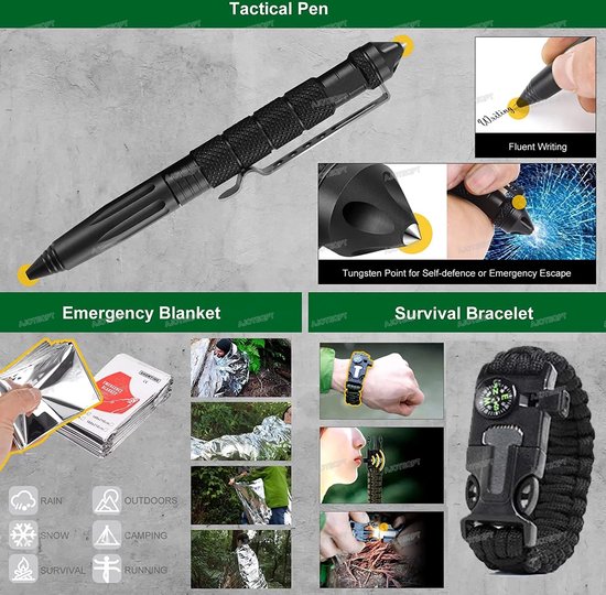 Survival Kit 24 in 1, Außen Erste Hilfe Set für Männer
