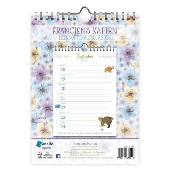 Calendario de gatos imprimibles / Mensual / En blanco / blanco