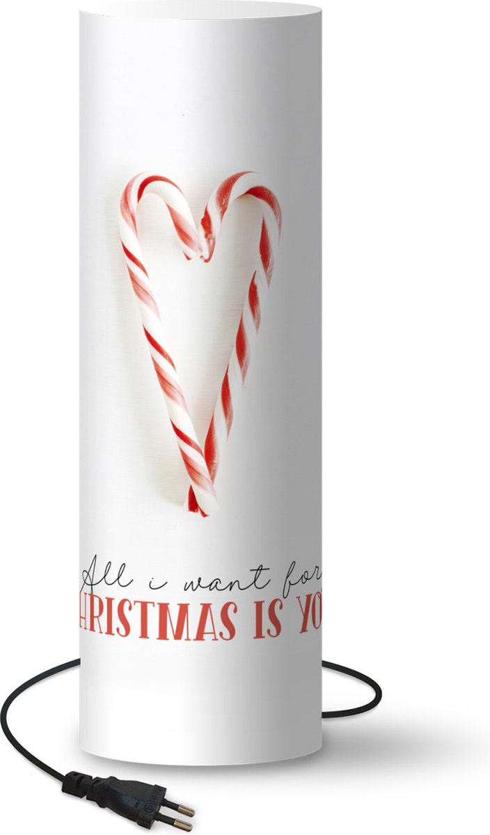 Lamp - Nachtlampje - Tafellamp slaapkamer - Kerst - Snoep - Quote - 60 cm hoog - Ø19.1 cm - Inclusief LED lamp