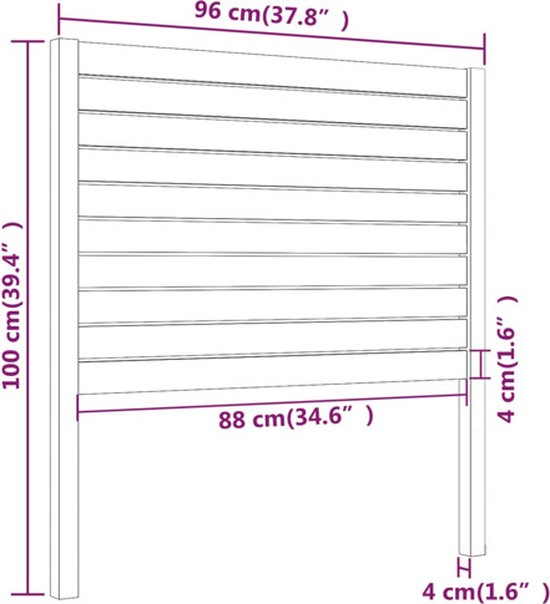 vidaXL Tête de lit 96 x 4 x 100 cm Noir Bois de pin massif