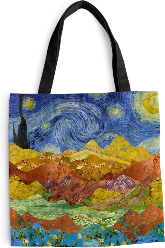 MuchoWow® Schoudertas - Strandtas - Big Shopper - Boodschappentas - Van Gogh - Sterrennacht - Oude Meesters - 45x45 cm - Katoenen tas