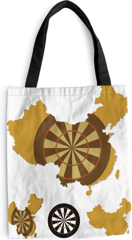 MuchoWow® Sac à bandoulière - Sac de plage - Big Shopper - Sac de courses - Une illustration d'un jeu de fléchettes sur la carte de Chine - 40x50 cm - Sac en coton