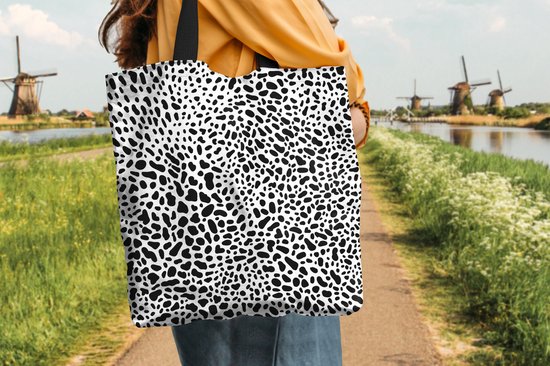 Sac Bandoulière - Sac De Plage - Motifs Shopper - Imprimé Panthère - Zwart - Wit - 45x45 cm - Sac Coton
