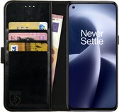 Rosso Element Book Case Wallet Hoesje Geschikt voor OnePlus Nord 2T | Portemonnee | 3 Pasjes | Magneetsluiting | Stand Functie | Zwart
