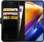 Rosso Element Book Case Wallet Hoesje Geschikt voor Xiaomi Poco F4 GT | Portemonnee | 3 Pasjes | Magneetsluiting | Stand Functie | Zwart