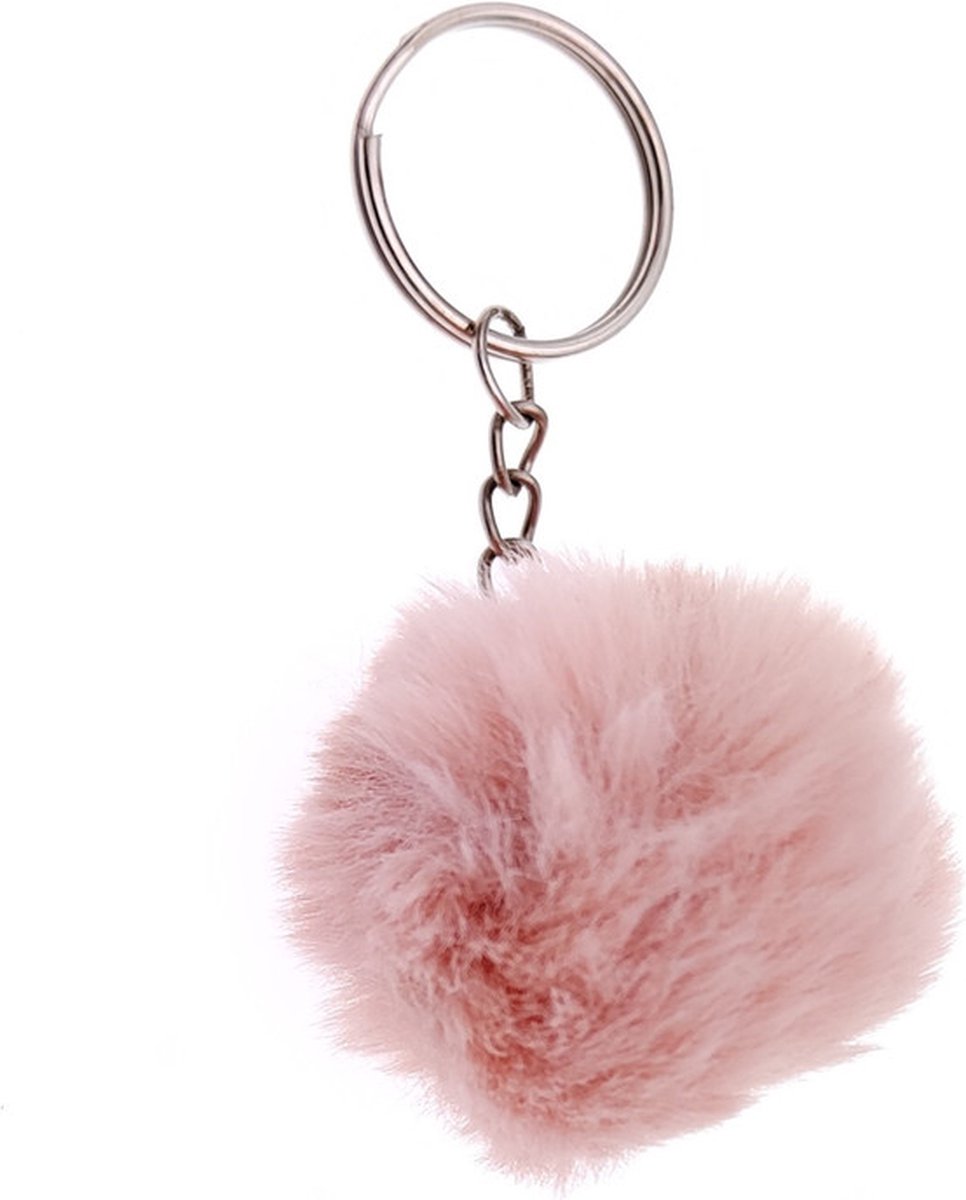 Sleutelhanger Fluffy / Pompom - Oud Roze