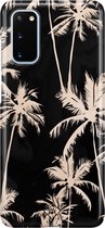 Casimoda® hoesje - Geschikt voor Samsung Galaxy S20 - Sweet Palms - Zwart TPU Backcover - Marmer - Goudkleurig