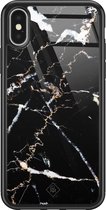 Casimoda® hoesje - Geschikt voor iPhone Xs - Marmer Zwart - Luxe Hard Case Zwart - Backcover telefoonhoesje - Zwart