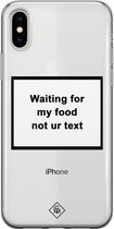 Casimoda® hoesje - Geschikt voor iPhone Xs - Waiting For My Food - Siliconen/TPU telefoonhoesje - Backcover - Transparant - Wit