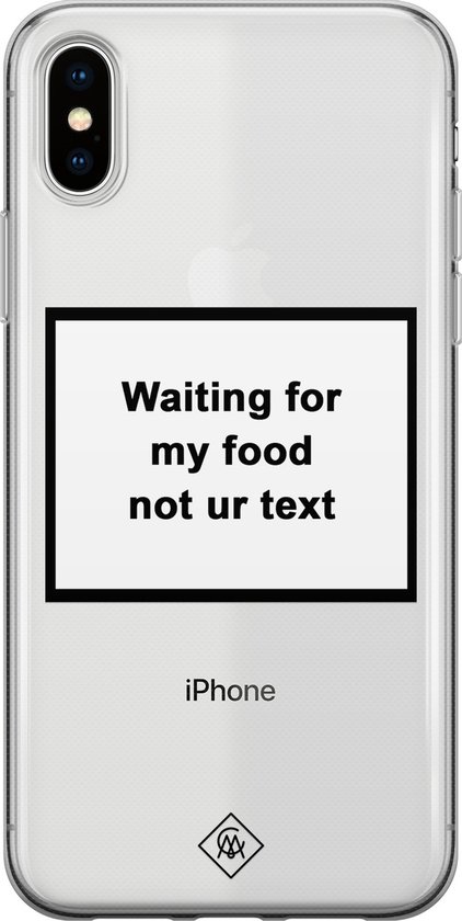 Casimoda® hoesje - Geschikt voor iPhone Xs - Waiting For My Food - Siliconen/TPU telefoonhoesje - Backcover - Transparant - Wit
