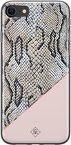 Casimoda® hoesje - Geschikt voor iPhone SE (2020) - Snake Print - Siliconen/TPU telefoonhoesje - Backcover - Slangenprint - Roze
