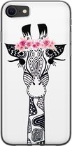 Casimoda® hoesje - Geschikt voor iPhone SE (2020) - Giraffe - Siliconen/TPU telefoonhoesje - Backcover - Giraffe - Zwart
