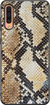 Casimoda® hoesje - Geschikt voor Samsung Galaxy A50 - Snake / Slangenprint bruin - Zwart TPU Backcover - Slangenprint - Bruin/beige