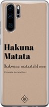 Casimoda® hoesje - Geschikt voor Huawei P30 Pro - Hakuna Matata - Siliconen/TPU - Soft Case - Bruin/beige - Tekst