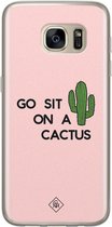 Casimoda® hoesje - Geschikt voor Samsung S7 - Go Sit On A Cactus - Backcover - Siliconen/TPU - Roze
