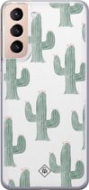Casimoda® hoesje - Geschikt voor Samsung S21 - Cactus Print - Backcover - Siliconen/TPU - Groen