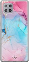 Casimoda® hoesje - Geschikt voor Samsung A42 - Marmer blauw roze - Backcover - Siliconen/TPU - Multi