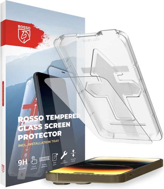 Rosso Apple iPhone 14 Pro Max Screenprotector | Gehard Glas | Beschermglas | Glasplaatje | Case Friendly | Met Installatietray | Eenvoudige montage
