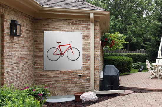 Toile de jardin Vélo de course - Rouge - Wit - 100x100 cm