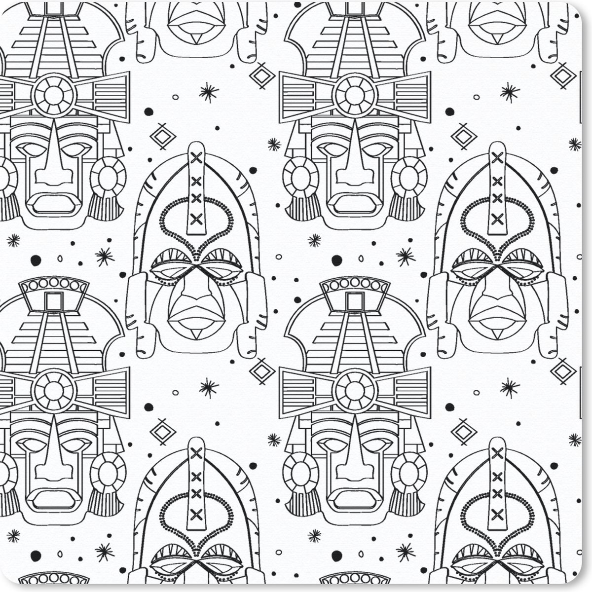 Muismat 30x30 cm - Mousepad Inca - Rituelen - Maskers - Patroon - Muismatten
