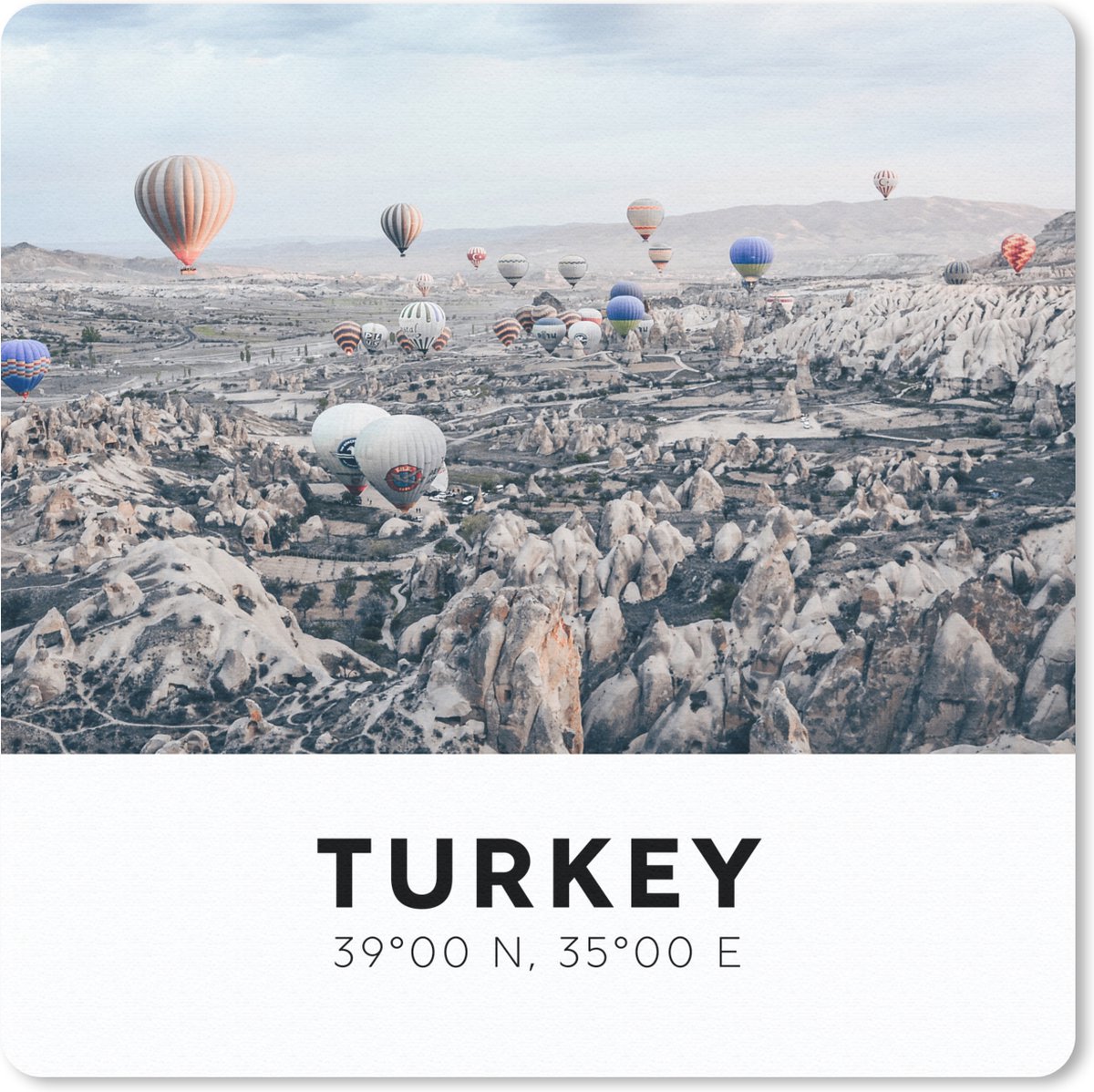 Muismat 30x30 cm - Mousepad Turkije - Luchtballon - Cappadocië - Ballon - Muismatten
