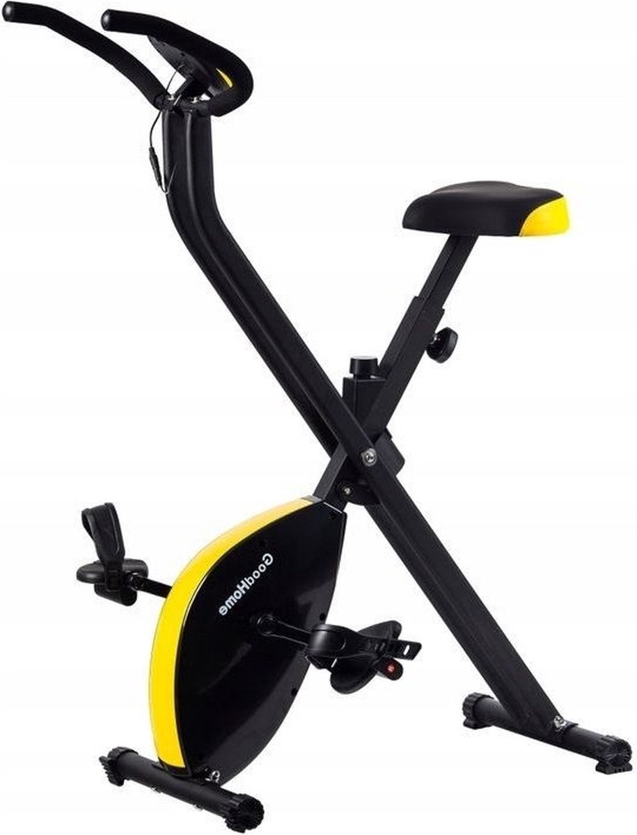 Hometrainer fiets - opvouwbaar - met computer - zwart geel
