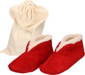Rode Spaanse sloffen/pantoffels van echt leer/suede maat 36 met handige opbergzak - Voor dames/heren