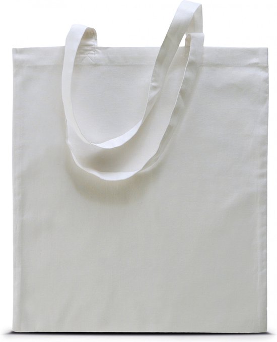 Basic katoenen schoudertasje in het wit 38 x 42 cm met lange hengsels - Boodschappentassen - Goodie bags