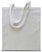10x stuks basic katoenen schoudertasje in het wit 38 x 42 cm met lange hengsels - Boodschappentassen - Goodie bags