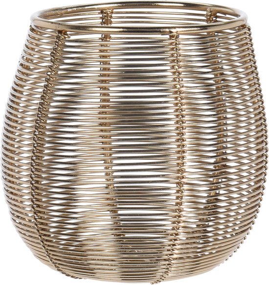 Metalen design windlicht/kaarsenhouder goud 9.5 cm - Theelichtjes/waxinelichtjes kaarsen houder