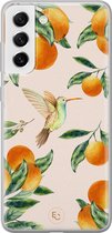 Hoesje geschikt voor Samsung Galaxy S21 FE - Tropical fruit - Soft Case - TPU - Print - Oranje - ELLECHIQ