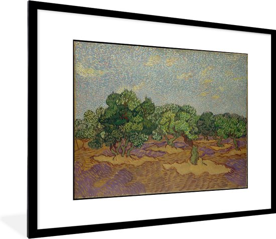 Fotolijst incl. Poster - Olijfbomen - Vincent van Gogh - 80x60 cm - Posterlijst