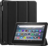 Tablet hoes geschikt voor Amazon Fire 7 (2022) tri-fold hoesje - book case met auto/wake functie - Zwart