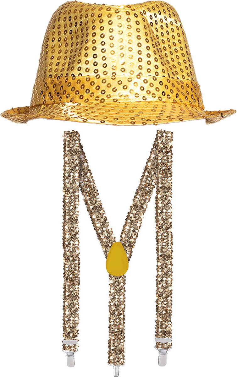 4x chapeau de déguisement de carnaval avec sequins dorés - thème
