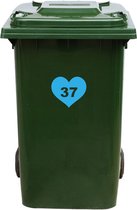 Autocollant Kliko / Autocollant poubelle - Coeur - Numéro 37 - 18,5x16,5 - Blauw clair