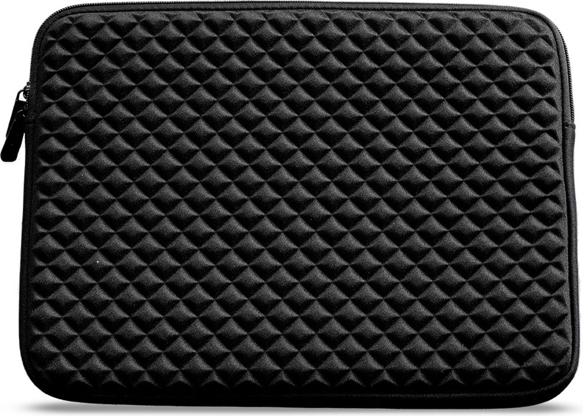 Coverzs Diamond Laptophoes 14 inch & 15,6 inch (zwart) - Laptoptas dames / heren geschikt voor o.a. 14 Inch laptop en 15,6 inch laptop - Macbook hoes met ritssluiting - waterafstotende hoes met patroon - Vaderdag cadeau tip