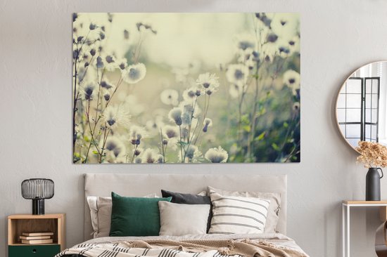 Peintures sur Toile - Fleurs - Champ - Wit - 150x100 cm - Décoration murale