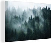 Tableau sur toile Brouillard - Arbres - Forêt - 140x90 cm - Décoration murale