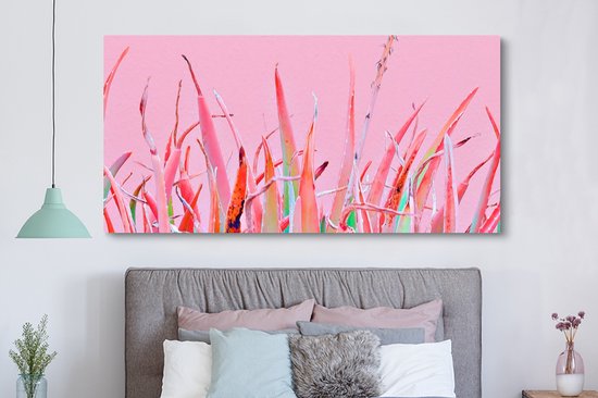 Toile Peinture Été - Plantes - Pastel - 160x80 cm - Décoration murale