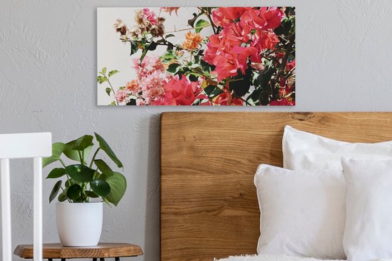 Peinture sur toile Fleurs - Buisson - Été - Rose - 40x20 cm - Décoration murale