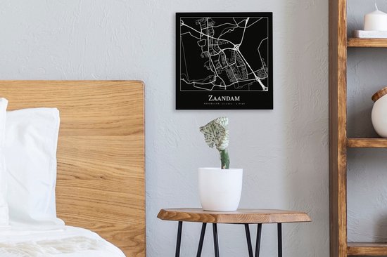 Peinture sur toile Zaandam - Plan d'étage - Plan de la ville - Carte - 20x20 cm - Décoration murale