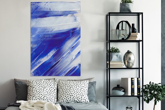 Peinture sur toile - Design - Blauw - 80x120 cm - Décoration murale