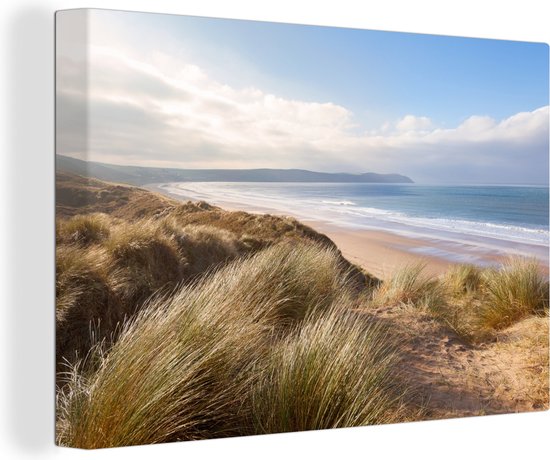 Tableau Toile Dune - Plage - Water - 180x120 cm - Décoration murale XXL