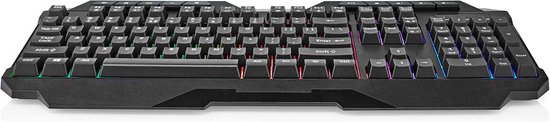 Nedis Bedraad Gaming Toetsenbord - USB Type-A - Membrane Toetsen - LED - QWERTY - US Internationaal - USB Gevoed - Lengte stroomkabel: 1.30 m - Multimedia