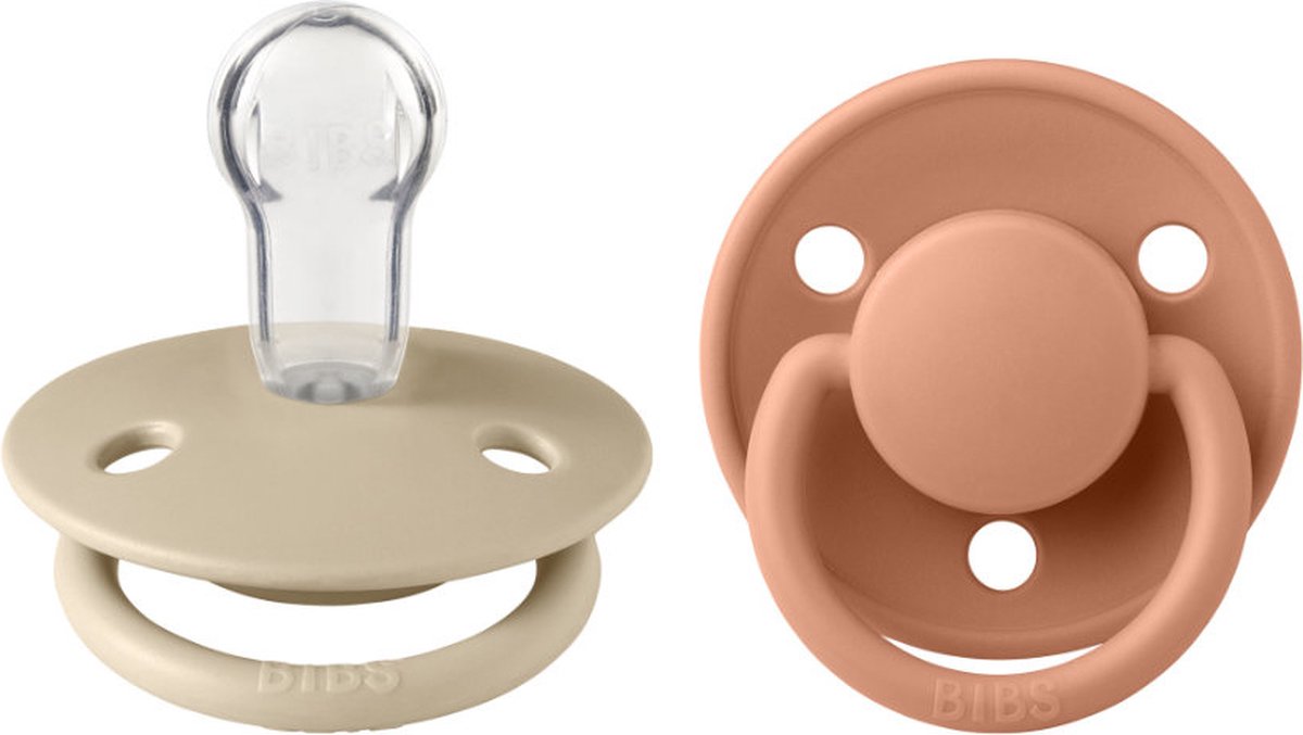 BiBS - De Lux Pacifier - One Size Fopspeen - 2 stuks - Vanilla / Peach
