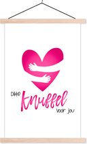 Posterhanger incl. Poster 40x60 cm - Schoolplaat - Get well soon - Spreuken - Hartje - Knuffel - Textielposter - Blanke latten