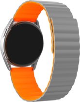 Strap-it horlogeband 22mm - Magnetisch siliconen bandje geschikt voor Huawei Watch GT 2 46mm / GT 3 46mm / GT 3 Pro 46mm / GT 2 Pro / Watch 3 / Watch 3 Pro - Polar Vantage M / M2 / V3 / Grit X / Grit X Pro - grijs/oranje - 46mm