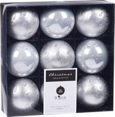 18x Kerstboomversiering luxe kunststof kerstballen zilver 5 cm - Kerstversiering/kerstdecoratie zilver