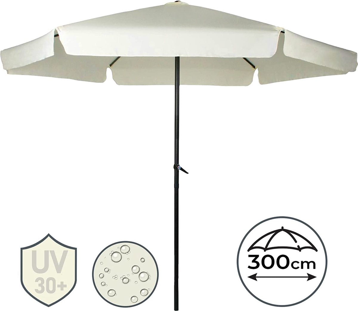 Parasol - Tuinparasol - Stokparasol - Handslinger - 300 cm - Beige