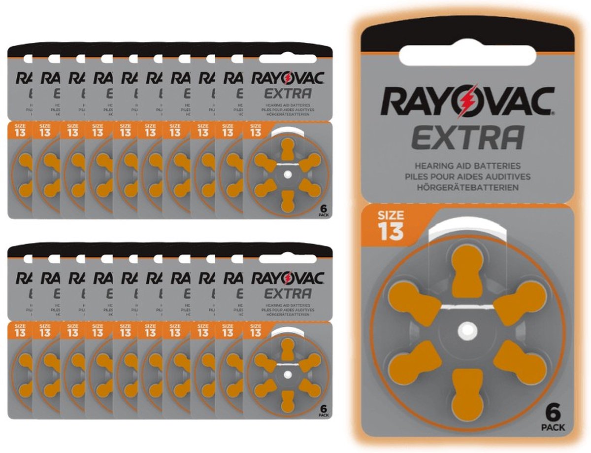 120 Batterijen voor gehoorapparaten Rayovac 13, 20 Plaquettes